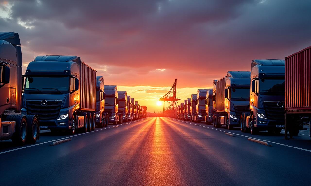 Heavy duty logistics hub at dusk