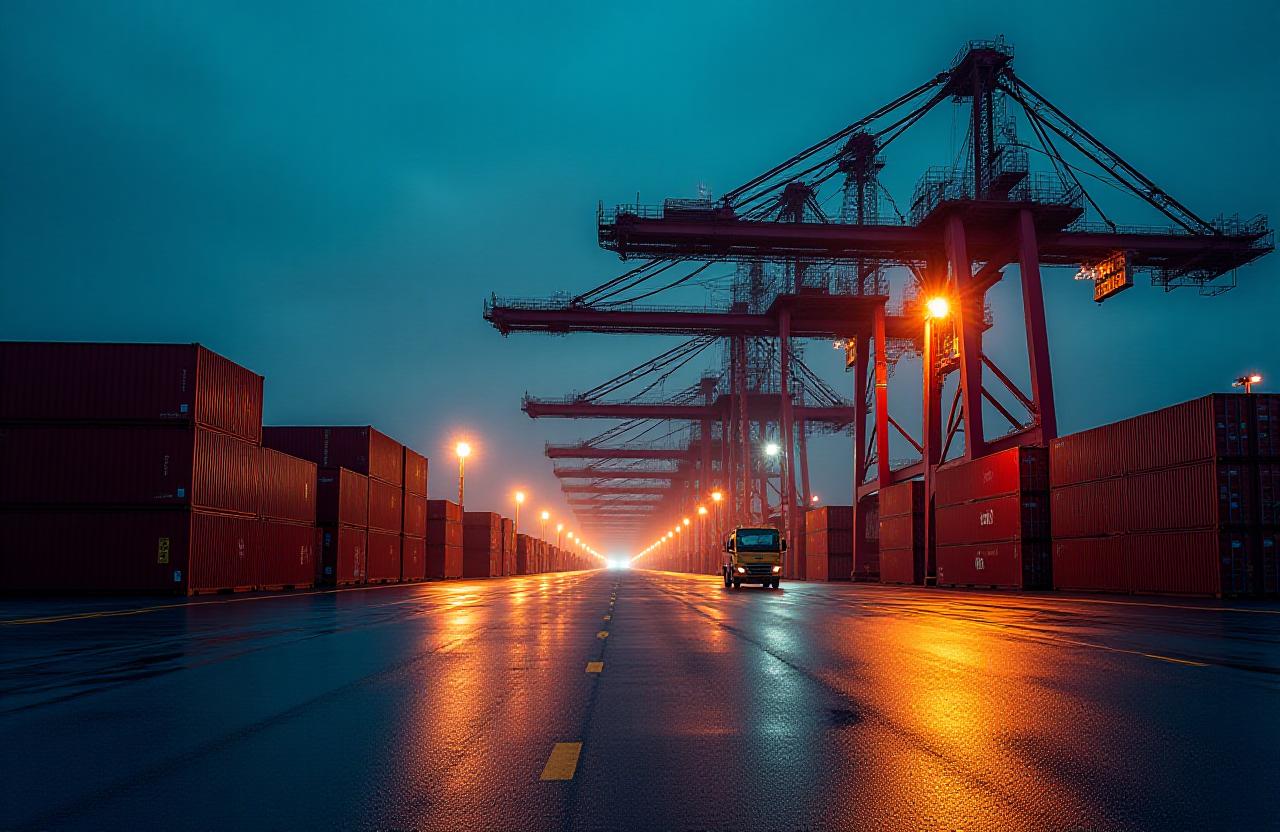 Industrial Jacksonville port at dusk